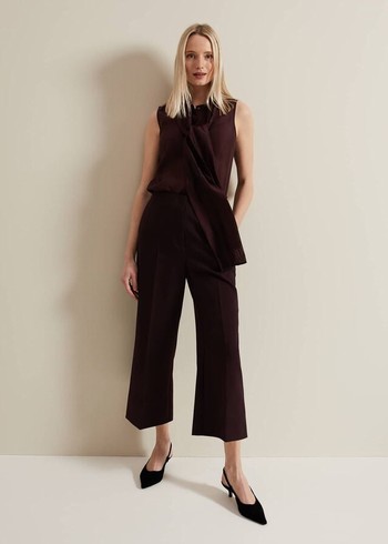 Phase Eight Aubrielle Clean Crepe Culotte Trousers Burgundy Australia | ML1702456